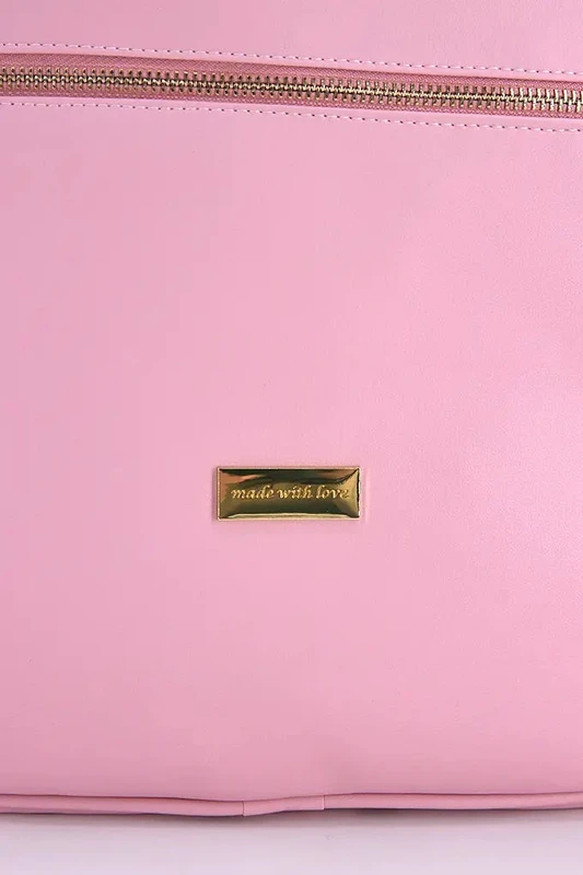 Rygsæk til skift af imiteret læder, Pink