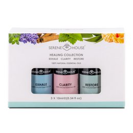Set of 3 essential oil bottles in a healing collection, featuring a variety of natural scents. Includes essential oils in 10ml bottles.