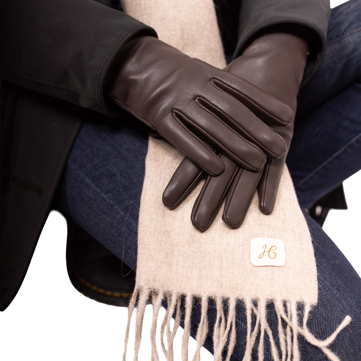 LIZ - Haarschaf Lederhandschuhe mit Kaschmir - Wolle Fütterung - Touchscreenfunktion