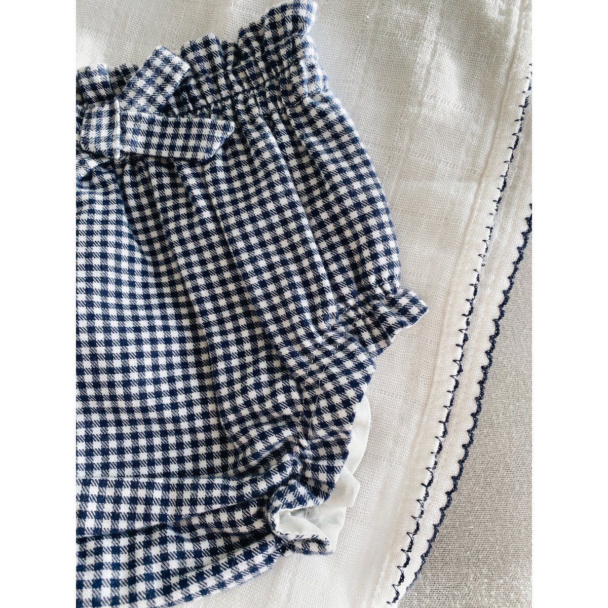 Muslin with crochet piping - Navy Blue Piping