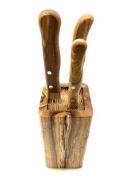 Knife block DESIGN made of olive wood