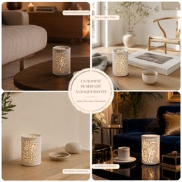 Soft Heat Diffuser – Calorya n°5 – Scented Waxes, Scents and Essential Oils – in Openwork Ceramic – Gift and Decoration Idea
