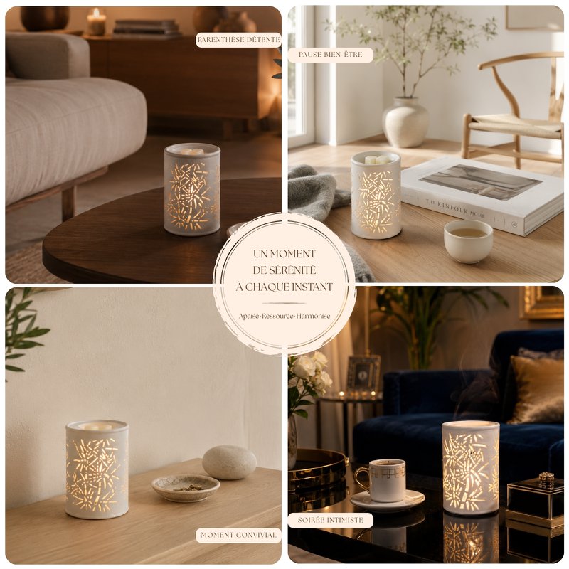 Soft Heat Diffuser – Calorya n°5 – Scented Waxes, Scents and Essential Oils – in Openwork Ceramic – Gift and Decoration Idea