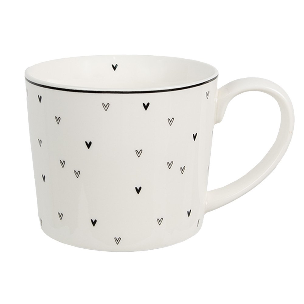 Mok 275 ml Wit Keramiek Hartjes Drinkbeker