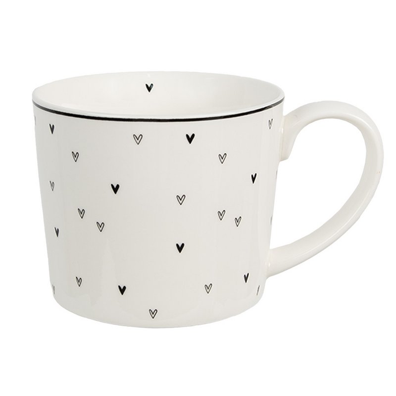 Mok 275 ml Wit Keramiek Hartjes Drinkbeker