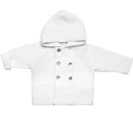 Abrigo con capucha de lana blanca de 100 % lana merino de la mejor calidad