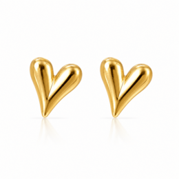 DOMED HEART – Waterproof Gold Heart Lobe Earrings