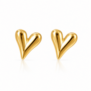 DOMED HEART – Waterproof Gold Heart Lobe Earrings