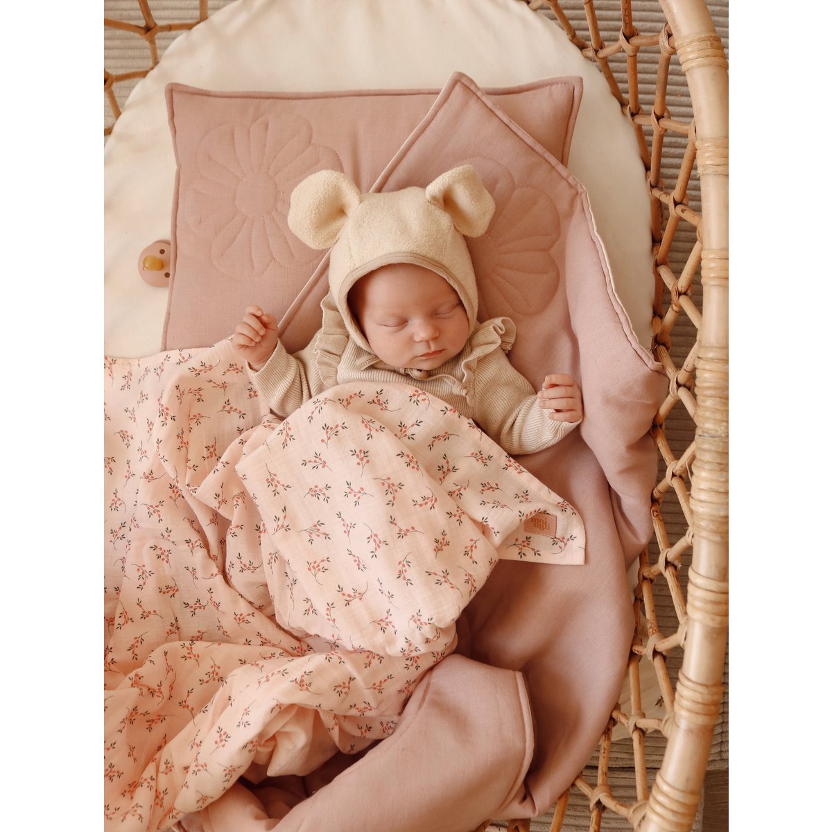 Linen bloom child cover set "Powder pink"