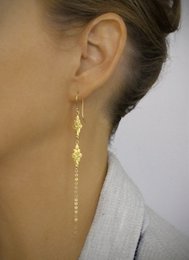 Long-length 18K gold plated double link earrings