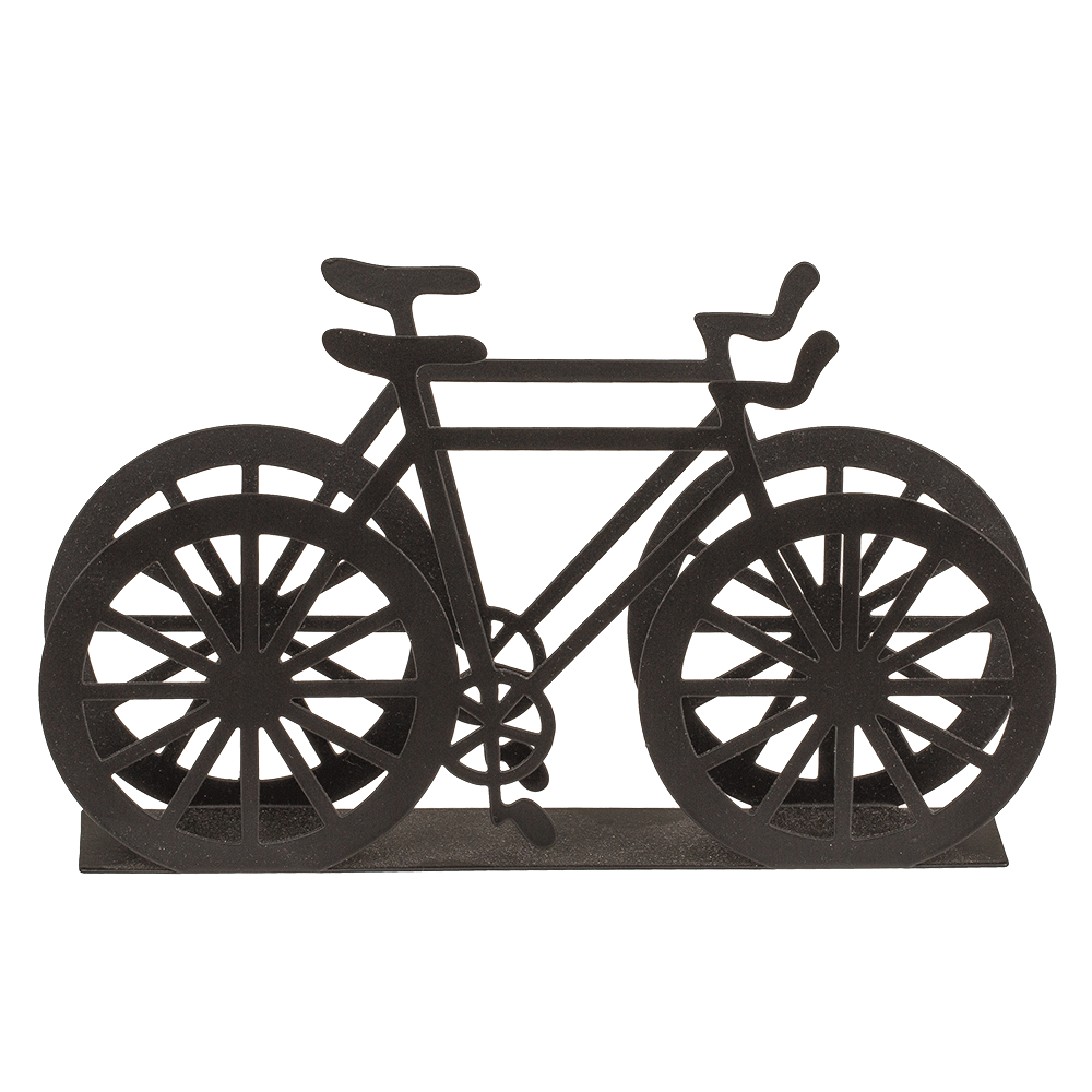 Schwarzer Taschentuchhalter aus Metall, Fahrrad, ca. 19 x 3 x
