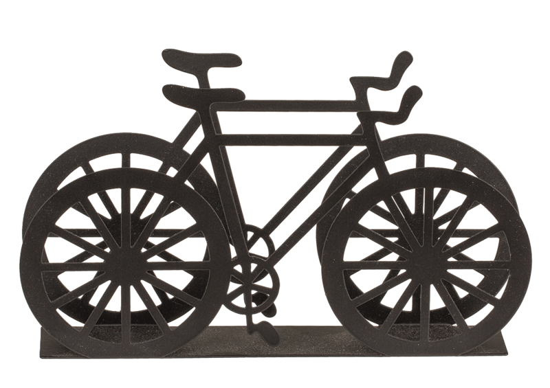 Schwarzer Taschentuchhalter aus Metall, Fahrrad, ca. 19 x 3 x