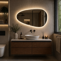 Badkamerspiegel met Verlichting 60x100 cm – LED Anti-condens Dimbaar Ovaal