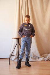 Felpa mezzo collo a maniche lunghe da bambina