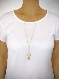 Long collier papillon plaqué or 18 carats avec cristaux Golden Shadow