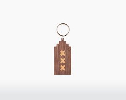 Schlüsselanhänger aus Holz - Amsterdamer Stufengiebelhaus