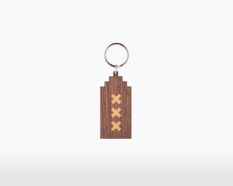 Schlüsselanhänger aus Holz - Amsterdamer Stufengiebelhaus