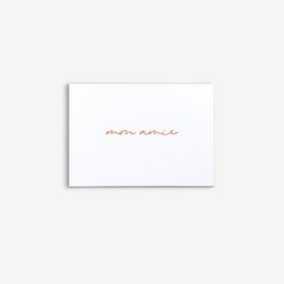 Friendship postcard with the text "mon amie" written in cursive script.