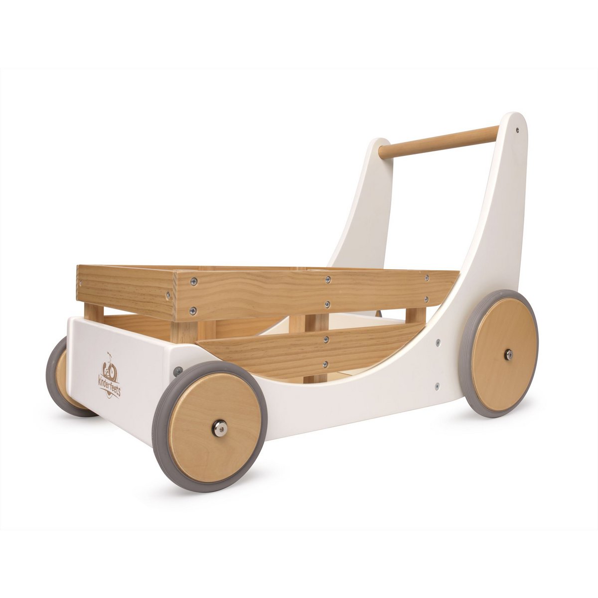 Kinderfeets 2-in-1 wooden storage cart & walker - White