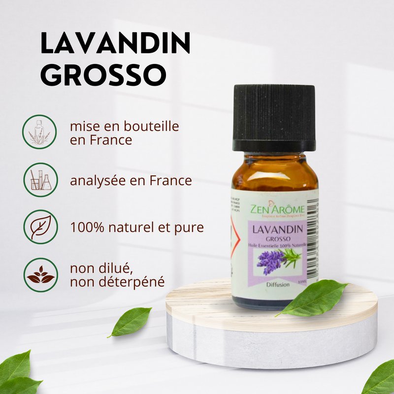 Essential Oil - Lavandin Grosso - 10 ml - Use for Diffusion - Packaged in France