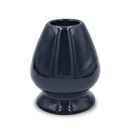 Black ceramic matcha whisk holder with a sleek, modern design. Suitable for storing and displaying a traditional Japanese matcha whisk.