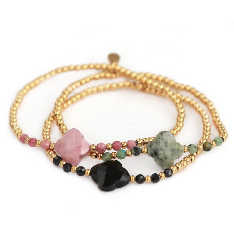Bracelet facette trèfle noir