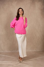 Pull col rond manches raglan 3/4 en alpaga et laine