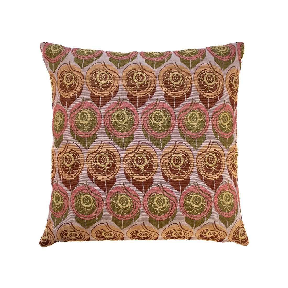 NIN-NIT Roses Classiques cushion | 100% woven cotton | decorative cushion with flowers, roses and leaves print | red | Bordeaux | lilac | pink | green | orange | multicolor | 50x50 cm