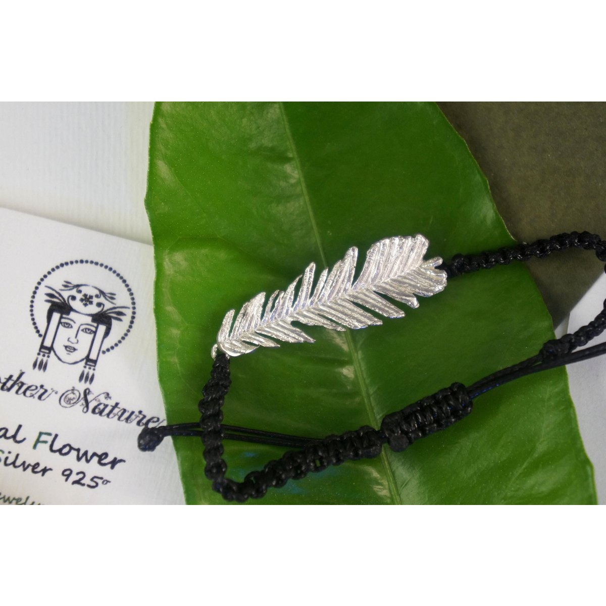 Acacia Leaf Bracelet: Adjustable Cord, Natural Botanical Jewelry