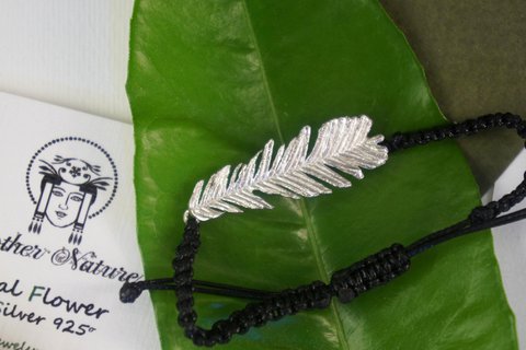 Acaciabladarmband: verstelbaar koord, natuurlijke botanische sieraden