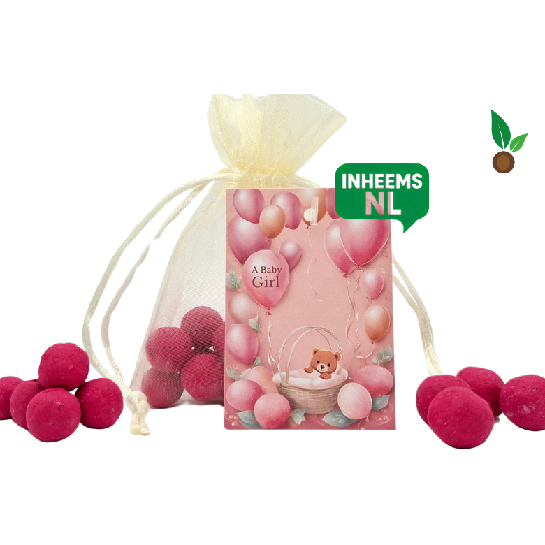 Girl de naissance: 15 baisses de graines roses dans le sac en organza