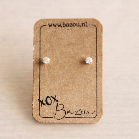 OS404 - Stainless steel mini ear studs with rhinestone - gold