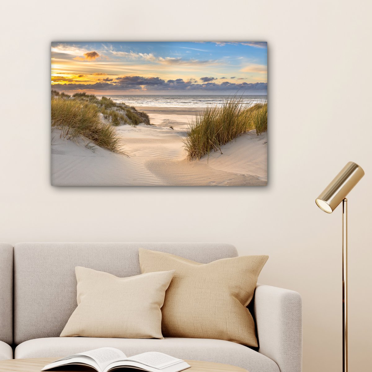 Pintura de lona - Decoración de la pared Beach - Dune - Grass - Sunset - Sala de decoración de la pared - Decoración del dormitorio - Accesorios de habitaciones - Pinturas sobre lienzo