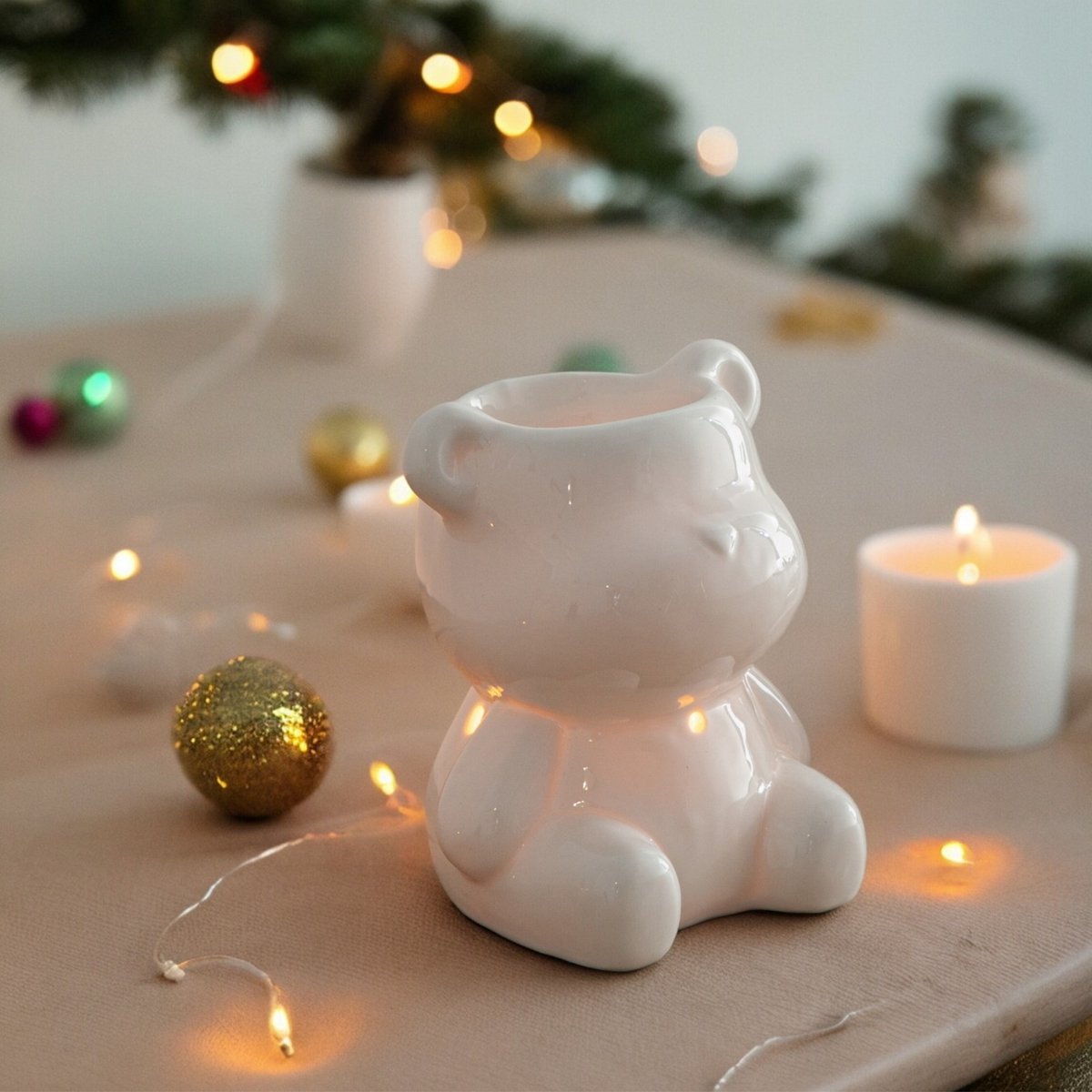 Céramy Series Perfume Burner – Teddy – Lacquered Ceramic Candle Holder – Diffusion of Scented Waxes, Essential Oils – Decorative Gift Idea