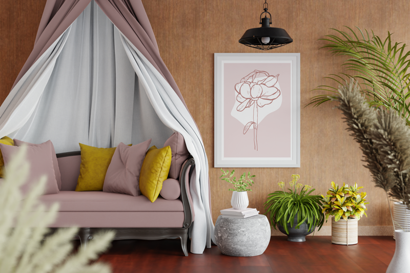 Boho abstracte roos poster