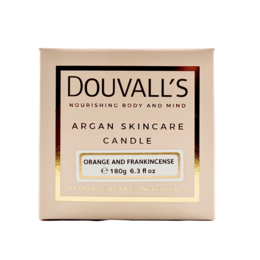 Candela per la cura della pelle all'argan biologico, arancia e incenso