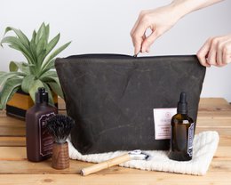 Extra großes Dopp-Set aus gewachstem Canvas für Männer, wasserabweisender Rasierwaschbeutel, robuster Herren-Kulturbeutel, Reisegeschenk