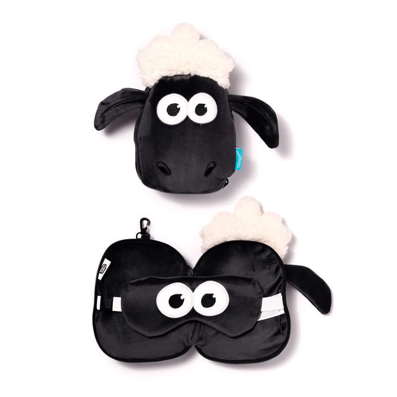 Relaxeazzz Shaun das Schaf Plüsch-Reisekissen und Augenmaske