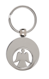 Metal Keychain, Angel, with Trolley Coin,