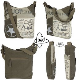 Sunsa skuldertaske til kvinder. Håndtaske lavet af canvas (canvas) & læder. Skuldertaske i vintage stil. Stor crossbody taske til kvinder.