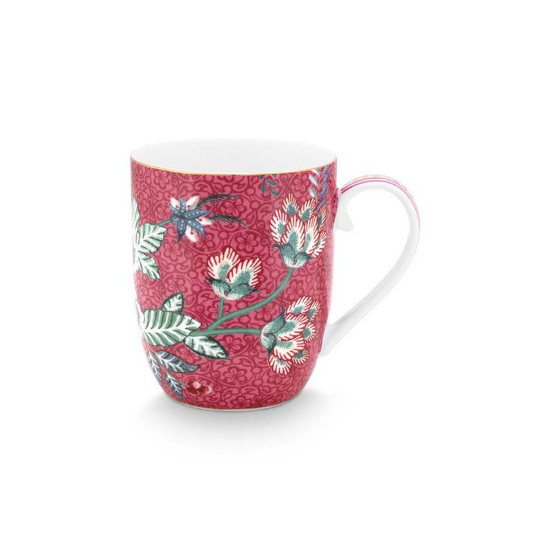Set/2 Mugs Small Flower Festival Dark Pink 145ml