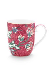 Set/2 Mugs Small Flower Festival Dark Pink 145ml