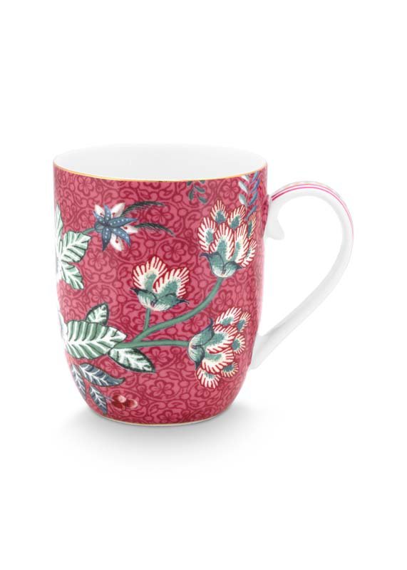 Set/2 Mugs Small Flower Festival Dark Pink 145ml