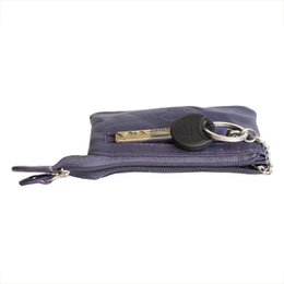 Portachiavi In 11 Colori - Portachiavi In Pelle - Con 2 Tasche Con Cerniera