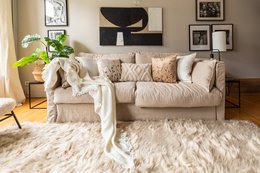 Plaid coton SUZETTE 130x160cm, taupe