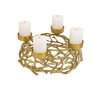 Advent wreath basket made of metal, gold (W/H/D) 38x15x38cm