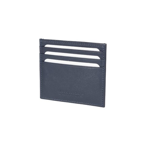 RB12016D | Kreditkartenetui aus echtem Vollnarbenleder mit leichter Narbung. Blaue Farbe. RFID-Schutz. Abmessungen: 10 x 8 x 0,5 cm. Verpackung: Geschenkbox mit Boden/Deckel