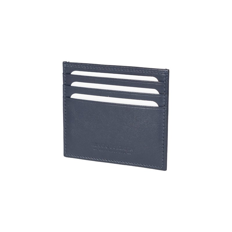 RB12016D | Kreditkortholder i ægte fuldnarvet læder, med let narvning. Blå farve RFID beskyttelse. Mål: 10 x 8 x 0,5 cm. Emballage: Bund/låg gaveæske