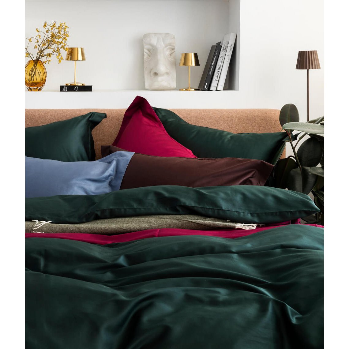 Satin-Bettwäsche-Set Solid Royal Green