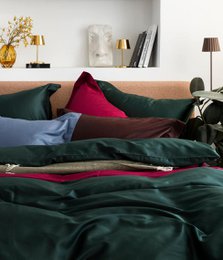 Satin-Bettwäsche-Set Solid Royal Green